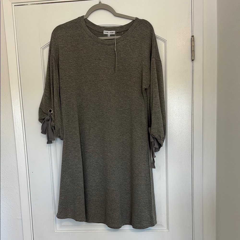 Gray Women's Mini Dress with Sleeve Detail
